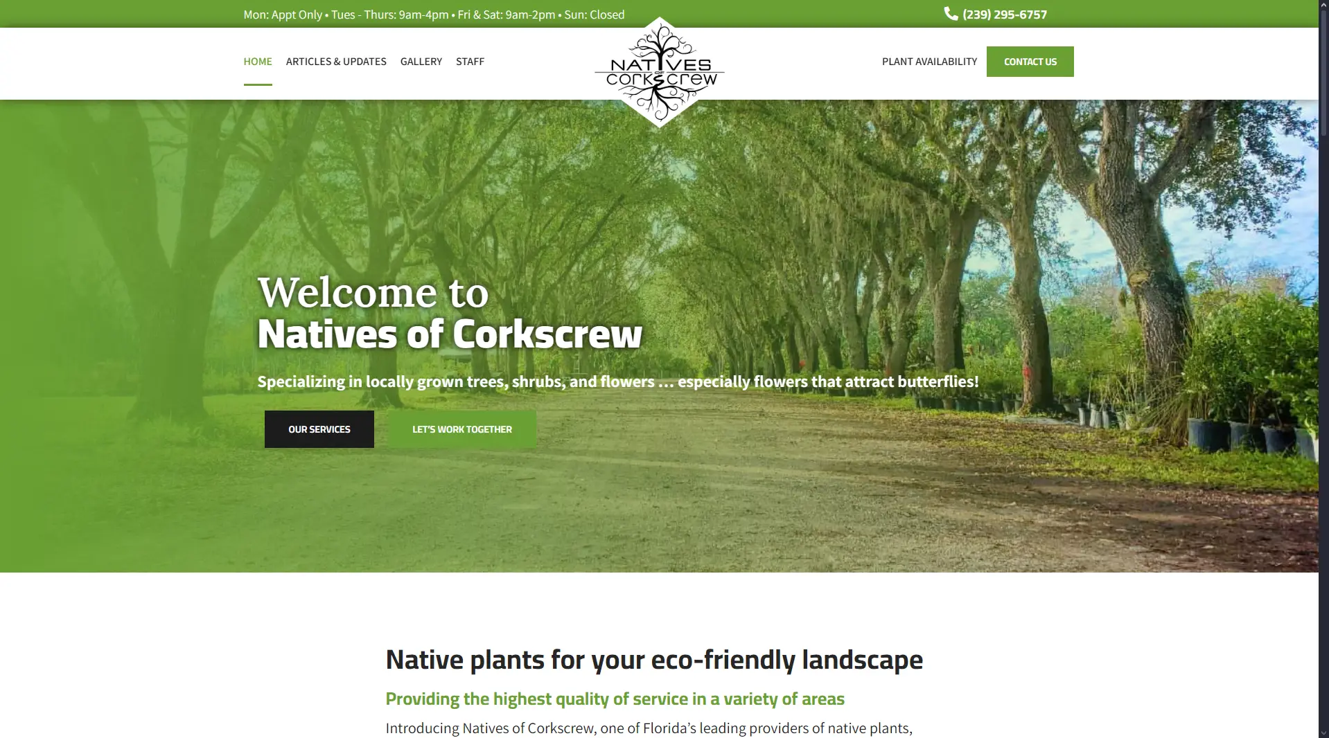 Natives of Corkscrew website screenshot